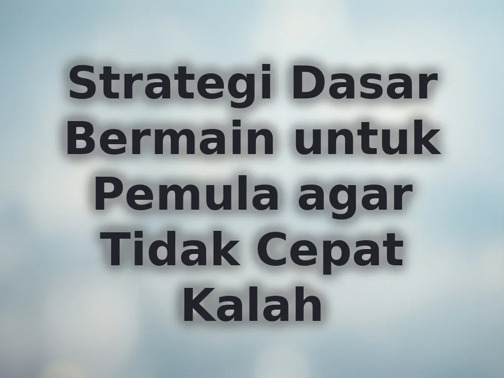 Strategi Dasar Bermain untuk Pemula agar Tidak Cepat Kalah